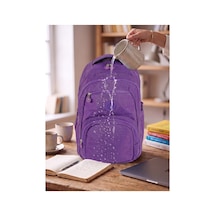 Unisex Su Geçirmez Çok Bölmeli Krinkıl Kumaş Okul Çantası Laptop Çantası Mor Mor