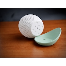 Gees Global 3d Baskı Küre Saksı - Kafes Dokulu İki Parçalı Dekoratif Saksı - Beyaz-mint Gbzs