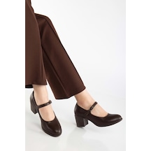 Analin Shoes Kadın Hakiki Deri Bantlı Topuklu Ayakkabı Kahve
