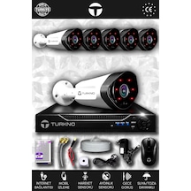 Turkno 6 Kameralı Galia 6 Dış Kamera Set HDD'siz Full HD Gece Görüşlü Güvenlik Kamerası Sistemi