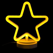 Neon Işıklı Yıldız Masa Gece Lambası Pil Ve Usb Çok Renkli