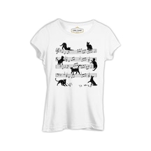 Cats And Notes Beyaz Kadın Tshirt 001
