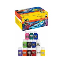 Akrilik Boya Seti 12'li Canlı Renkler Ve Yoğun Pigment Tek Renk