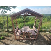 Kamelya Pergola Çatılı Bank Ahşap P13 Maun