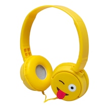 Powermaster KT-3156 3.5Mm Jacklı Kablolu Kulak Üstü Emoji Kulaklık Sarı