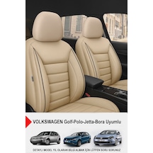 Jet Bej Deri Oto Koltuk Kılıfı- Volkswagen Bora-golf-jetta-polo Uyumlu Bej