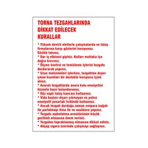 Torna Tezgahlarında Dikkat Edilecek Kurallar, İsg Uyarı Levhası