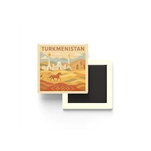 Türkmenistan - Turkmenistan - Paper Cut Art - Baskılı Buzdolap Magneti Kare - 9x9 Cm