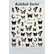 Nail Art Sticker Kendinden Yapışkanlı, Tırnak Süsleme, Tırnak Dövmesi Stikır 2360 Siyah-2360
