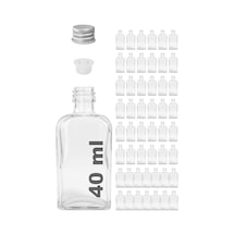40 Ml Kolonya Tıpalı Ve Metal Kapaklı Hediyelik Yassı Kolonya Şişesi 40 Cc Nişan, Düğün Cam Şişe 50 Adet 40 Ml Yassı, Gümüş Kapak Silver
