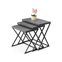 Çapraz Metal Ayak 3'lü Zigon Sehpa 001