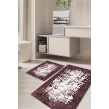 Buççin Online Mağaza Modern Desenli Kaymaz Taban Yıkanabilir 2'li Set Banyo Halısı Paspas Klozet Takımı Kt-kzht-502 Polye Çok Renkli