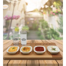 Kişiye Özel İsimli 2 Li Rakı Bardağı Ve Meze Tabaklı Doğal Masif Ahşap Servis Sunum Tepsisi Model 33