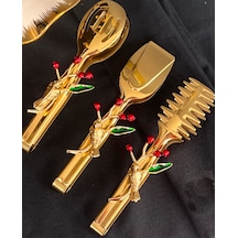 Gold Kuşlu 3 Lü Maşa Servis Seti
