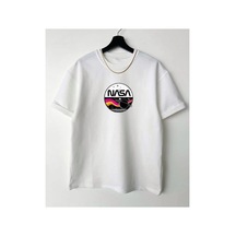 Tarzsokak Kadın Beyaz Nasa Oversize Bisiklet Yaka Tshirt