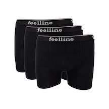 3 Adet Feelline Siyah Pamuklu Doğal Likralı Erkek Boxer Beden: L Standart