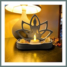 Bezos 3d Baskı Lotus Buda Mumluk - Dekoratif Tealight Mumluk-gri Ventra