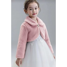 Mnk Baby & Kids Pelüş Uzun Kol Kız Çocuk Bolerosu M00681 Pudra