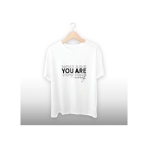 You Are Enough Detaylı Unisex Tişört Beyaz