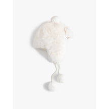 Koton Ponpon Detaylı Kulaklı Peluş Şapka Ekru 6wkg40001aa Ekru