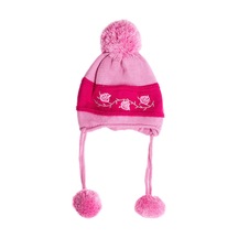Bay Şapkacı Kız Bebek Çiçek Işlemeli Pembe Bere 1160-0-1 Yaş-Pembe