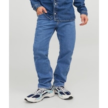 Erkek Mavi Jack & Jones Mike Regular Tapered Jeans