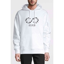 Infinite Only Baskılı Beyaz Erkek Örme Kapşonlu Sweatshirt