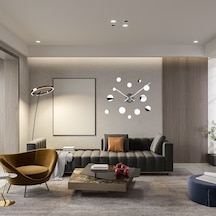 3d Aynalı Yuvarlak Dekoratif Kendin Yap Dıy Duvar Saati Çok Renkli