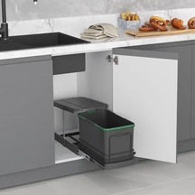 Starax Teleskopik Raylı Plastik Gövde Çöp Kovası Antrasit 16 Litre Modül 40cm S-2573-a