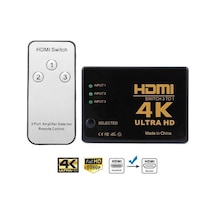 4K Ultra Hd Ir Alıcılı Kumandalı Hdmi Çoklayıcı 3 In 1 Switch