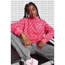 Nike Trend Swoosh Printed Fleece Hoodie 1/4 Zip Yarım Fermuarlı Pembe Sweatshirt