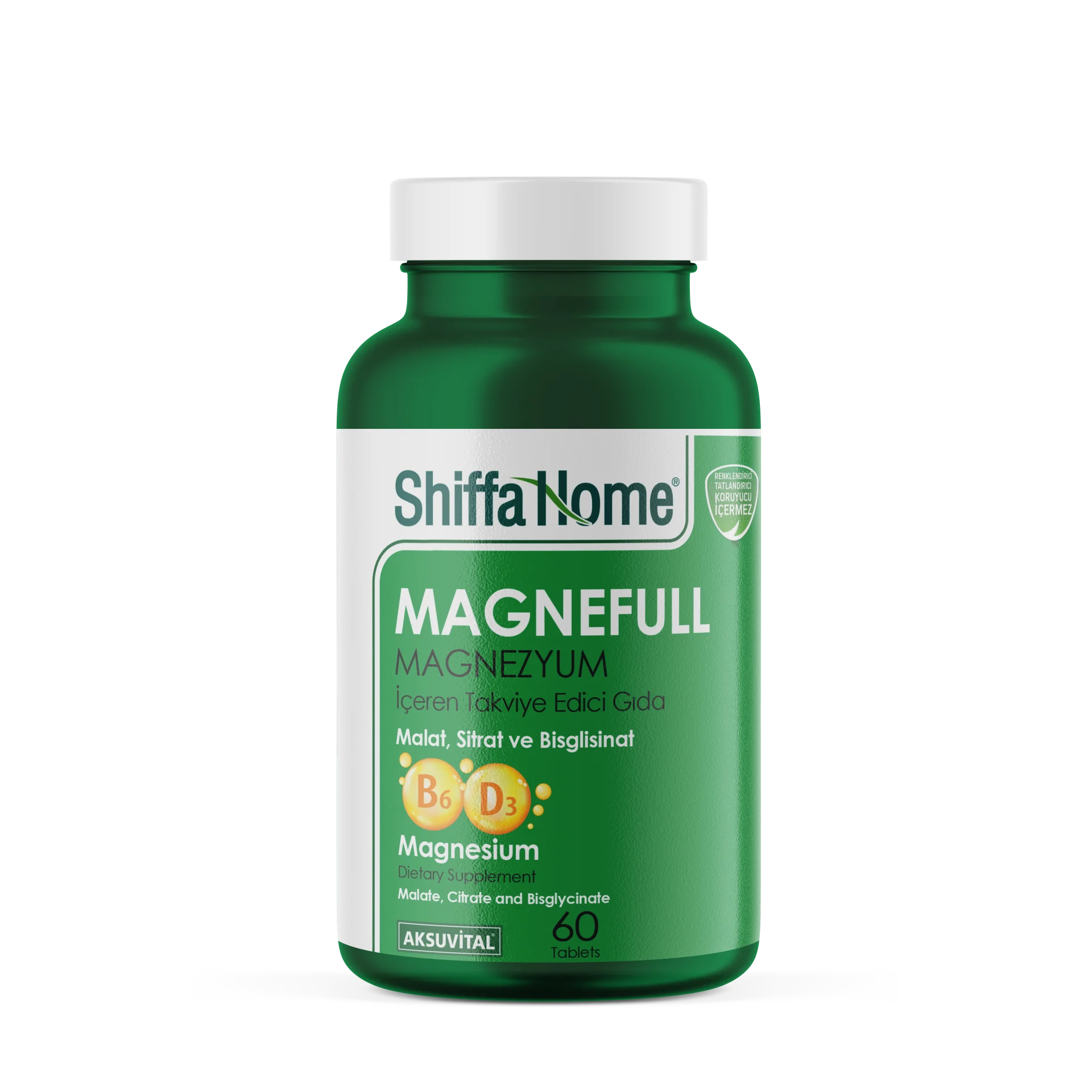 Shiffa Home Magnefull- Magnezyum Sitrat, Malat Ve Bisglisinat - 60 Tablet