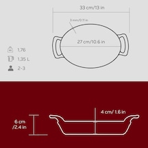 Tr Metal Oval Kuplu Döküm Tava 27x20, Kırmızı Diğer