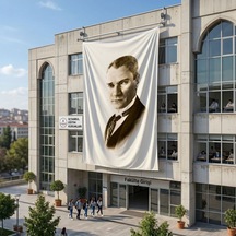 Kravatlı Takım Elbiseli Gazi Mustafa Kemal Atatürk Poster Bayrak Raşel Kumaş 6x9 Metre Ata31 Diğer