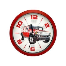 Premium Serisi Jeep Desenli Kırmızıduvar Saati 25 Cm 0240-beyaz-şekilli-48cm