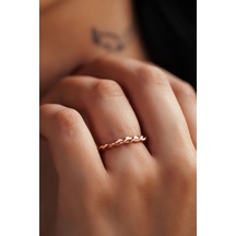 925 Ayar Rose Altın Kaplama Ayarlanabilir Gümüş Burgu Yüzük