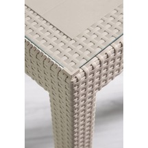 Rattan 80x80 Camlı Cappucino Masa - Bahçe&balkon&teras Diğer