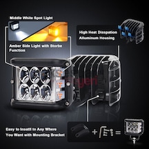 Offroad Sis Çalışma Lambası 2 Adet Turuncu Beyaz Cakar Modlu 12 Led 36W  A+ İthal Ürün