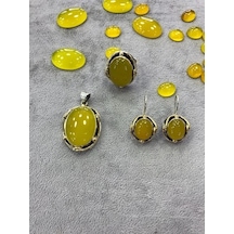 Sarı Akik Taşlı Gümüş Set 925 Ayar (318371491)