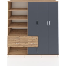 Kronos Dolap 14 Raflı 4 Çekmeceli 4 Kapaklı 220x59x243 Çam-antrasit/çam Beyaz