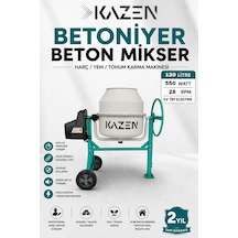 Kazen 120 Litre - Mini Betoniyer Beton Mikser Beton Harç Yem Tohum Karma Makinesi - 3. Nesil