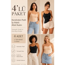Loule Kadın 4'lü İp Askılı Pedli Atlet 2 Si Yah-2 Ten %95 Pamuk Çok Renkli