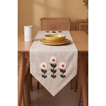 Daisy Cream Kasso Punch İşlemeli Runner 35x110 Cm Çok Renkli