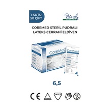 Coremed Steril Cerrahi Lateks Pudralı Eldiven 6,5 Beden 50 Çift