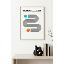 Doğal Ahşap Çerçeveli Geometrik Desenli Tablo - Canlı Tonlar Huhu1101