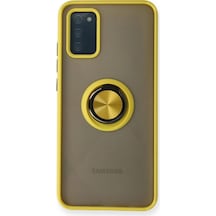 Samsung Galaxy A02s Kılıf Montreal Yüzüklü Silikon Kapak - Sarı