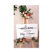 Kişiye Özel Ahşap Mdf Welcome To Our Wedding Yazılı Beyaz Zemin Siyah Yazı Karşılama Panosu Çok Renkli