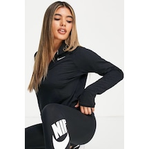 Nike Terma Fit Element 1/2 Zip Running Yarım Fermuarlı Yan Cepli Kadın Koşu Sweatshirt Siyah Siyah
