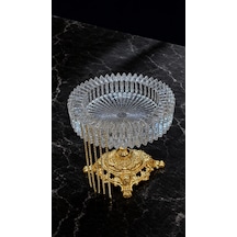 Lüks Kristal Cam Küllük Gold Ayaklı Dekoratif Küllük Şık Salon & Ofis Aksesuarı