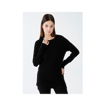 Fashion Friends Bisiklet Yaka Düz Siyah Kadın Kazak 22k0252k1